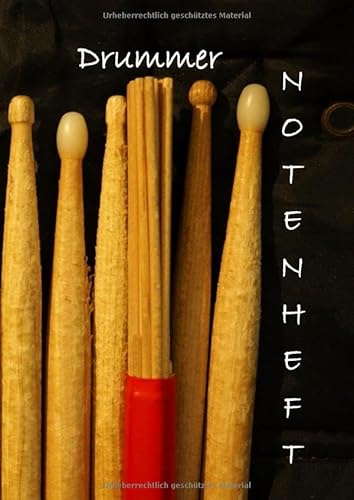 Drummer Notenheft: Notenlinien Notenbuch A4 zum Reinschreiben Schlagzeug Unterricht Schüler Studenten Musiker Geschenk