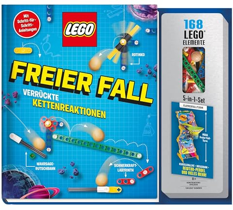 LEGO® Freier Fall: Verrückte Kettenreaktionen: Buch mit Bauanleitungen (64 Seiten) + 168 LEGO® Elemente + 6 Holzkugel + 6 kartonierte Bögen mit ... + 3 Papierbögen mit vorgestanzen Teilen