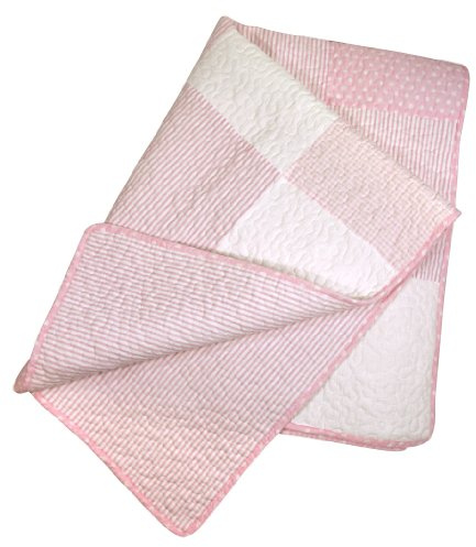 Stephan Baby Heirloom-Quality Pieced Crib Quilt, Pink and White Vintage Dot
