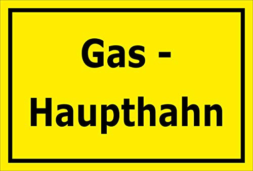 Melis-Folienwerkstatt Schild Gas-Haupthahn – 30x20 cm – 3mm Aluverbund – Bohrlöcher – mehrere Größen/Materialien