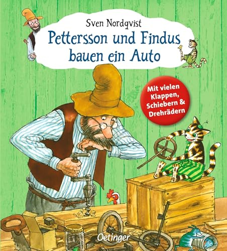 Pettersson und Findus bauen ein Auto: Pappbilderbuch ab 2 Jahren mit vielen Klappen, Schiebern & Drehrädern