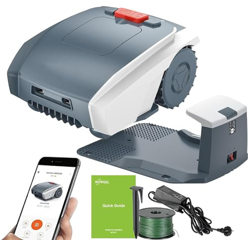 Fablestoryem Robot Tondeuse avec Technologie de Tonte Intelligente Ultra Silencieuse - avec Une Portée de 1500M², Une Autonomie de 3 Heures sur Batterie Li-ION, pour Une Tonte sans Effort