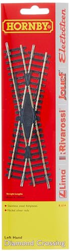 Hornby R614 OO Gauge Diamond Crossing - Left Hand, Track Accessory | Hornby R615 OO Gauge Right Hand Diamond Crossing Track, Extra Pieces for Model Railway Sets, Model Train Pieces