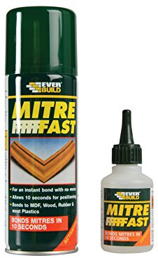 Everbuild Mitre Fast Two Part Bonding Kit – Suitable for Mitre Joints – Industrial Grade – Clear – 100g Adhesive/400ml Activator | Suitable For Mitre Joints – Industrial Grade