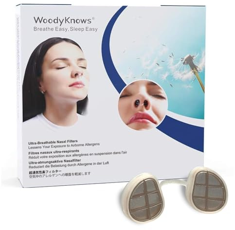 WoodyKnows Filtri nasali ultra-traspiranti, aiuto per le allergie stagionali e alla polvere (Narice Rotonda, M, 6 Pacco)