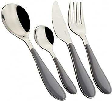 BUGATTI GGGU-023F50 Gioia Ménagère de 24 Pièces Service de Table SAN/Acier Gris 22 x 8 x 30 cm