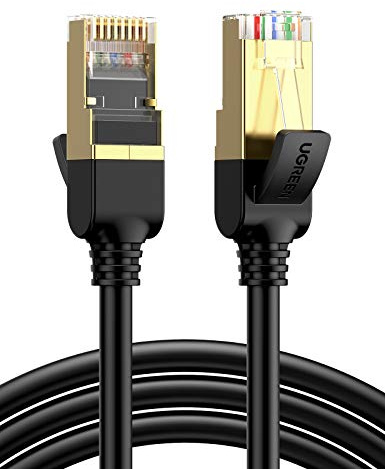 UGREEN CAT 7 Câble Ethernet RJ45 Réseau 10 Gbps 600 MHz FFTP Blindé Cordon RJ45 Compatible avec Routeur Modem Switch TV Box Xbox PS3 PS4 Consoles de Jeux PC (5M, Noir)