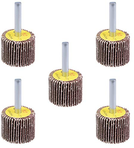 sourcing map 1.2 Inch Flap Wheels Shank Mounted Sanding Disc Abrasive Wheel 80 Grits 5 Pcs