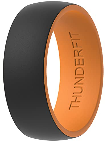 ThunderFit Silicone Wedding Rings for Men, 2 Layers Round Rubber Engagement Bands 8.7mm Wide 2mm Thick - 1/4/7/10 Variety Multipack