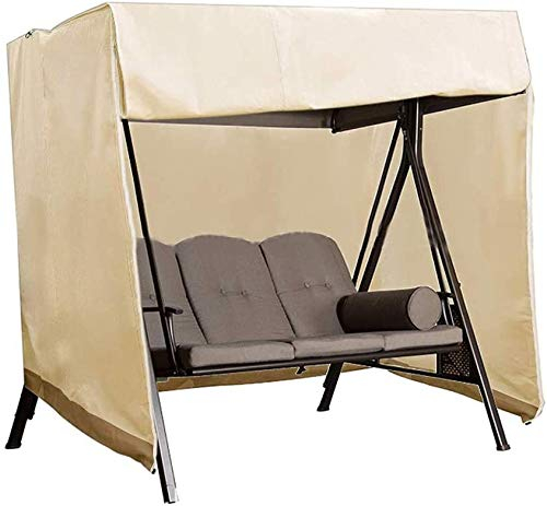 Hollywoodschaukel-Abdeckung für 3-Sitzer mit Reißverschlüssen und Schrumpfseil, winddicht, UV-beständig, strapazierfähig, 210D Oxford, reißfest, Schutz für Hollywoodschaukel, Schutz bei jedem Wetter