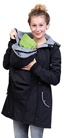 Viva la Mama 4in1 Trageparka für Tragen auf dem Rücken oder der Brust, Allwetter Softshell - PINA