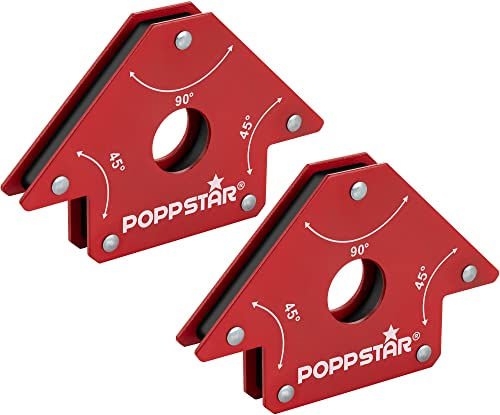 Poppstar Aimant soudeur (angle de soudage, force d'adhérence 22,6 kg - 45/90/135°), 2 pièces, rouge