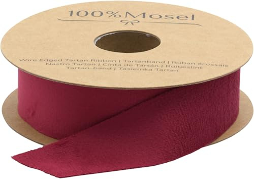 100% Mosel Samt Dekoband, in Bordeauxrot (2,5 cm x 10 m) | Geschenkband in Samt-Optik, edles Schleifenband zum Dekorieren, Basteln und Verpacken – für Herbst- und Weihnachtsdeko