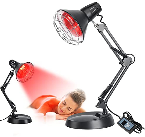 Okyna Infrared Red Light Therapy with Sturdy Base, Heat Lamp Device with 150W Bulb, Adjustable Near Infrared Light Heat Lamp Set for Body Neck Shoulder Joints Back Pain Relief