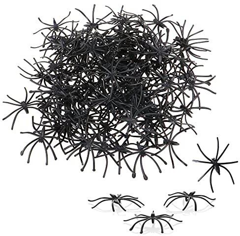 COM-FOUR® 100x Ragni decorativi - ragni di plastica come decorazione a dispersione - decorazione da tavola per feste horror di Halloween (100 pezzi)