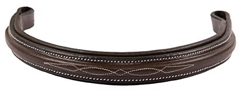 Exion ausgefallen genähtes, quadratisches, erhabenes, gepolstertes, gerades Leder-Stirnband | Stirnbänder für Pferdezaumzeug | Reitstirnband | Größe – Full, Cob, Over, Pony | Farbe - Braun, Schwarz