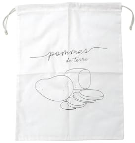 Fackelmann 47067 Kartoffeltasche Aufbewahrungsbeutel Kartoffelsack Baumwolle weiß 41,5 x 32,3 cm
