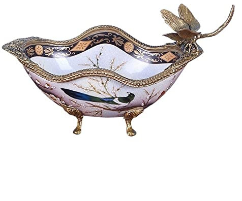Coupe à Fruits décorative en Cristal Retro Céramic Fruit Plate Creative Desktop Porch Key Storage Accessoires Accessoires Decoration Snacks Candy Candy Tray Fruit Bowl Assiette de Fruits en céramique