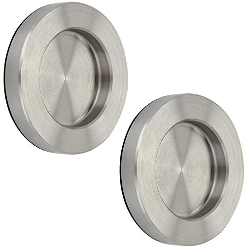 SOTECH 2 Stück Schiebetürgriffe NALA Griff-Ø: 70 mm selbstklebend | mit 3M Klebepad Möbelgriffe echt Edelstahl Muschelgriffe für Glas- & Zimmertüren Griffmuschel zum Aufkleben Glastürgriffe