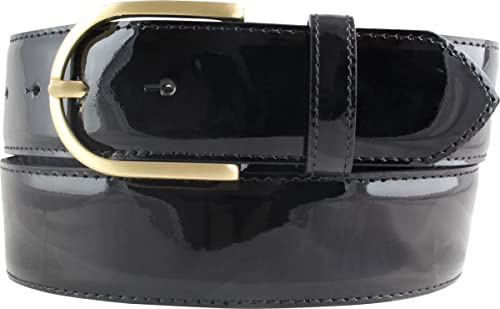 BELTINGER Lack-Gürtel aus Leder 4 cm | Glänzender Damengürtel 40mm | Eleganter Gürtel für Damen | Goldene Gürtelschnalle