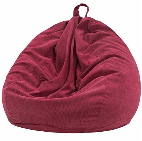 Treer Fodera per Pouf a Sacco in Velluto a Coste per Bambini, Copertura per Poltrona Sacco Senza Riempimento, Pigro Divano Pouf Bean Bag Cover per Soggiorno, Camera da Letto (Rosso Bordeaux,70x80cm)