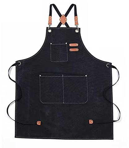 BATTTX Heavy Duty Work Canvas Apron With Pocket To Hold Different Tools, Men's And Women's Cross Back Apron