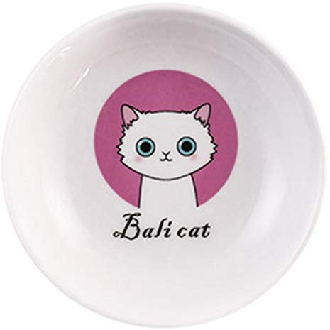 Creative Cute Cat Small Saucer Shape Mini Plate Ceramics Cartoon Dish Creative Snack Plate Chinchilla Squirrel Hedgehog Bowl Ceramic Cat Bowls (Color : Pink, Size : S)