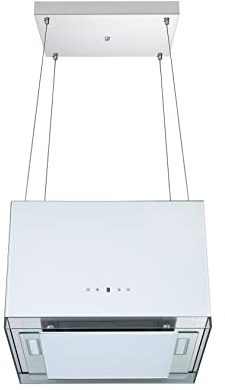 Hotte aspirante Respekta/Ilot de 50 cm/tôle d'acier avec bordure en verre en blanc/fonction air pulsé/ CH11050IW / A+ / 50-69 dB