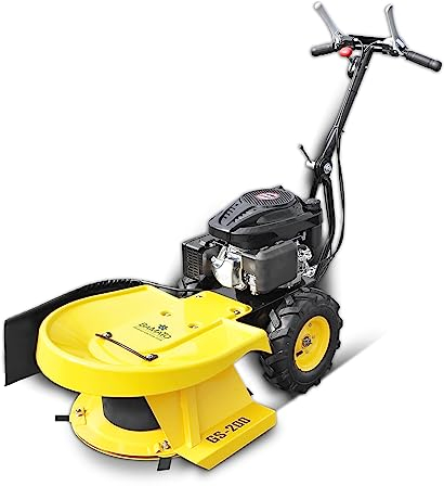BAMATO Hochgrasschneider Kreiselmäher GS-200 | mit LONCIN Motor | 4 Klingen | 580 mm Schnittbreite | Reversierstarter | Für große Rasenflächen | Rasenmäher Radantrieb Benzin Perfekt für hohes Gras