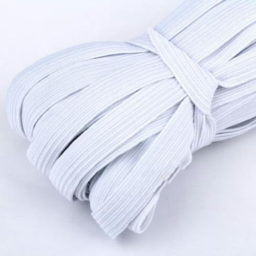 3/4/5/6/8/10MM Bandas Elásticas Planas Blancas/negras Banda de Goma elástica Cinta elástica para Ropa de Boda para Costura DIY Acceso a Cuerda elástica-Blanco-Ancho 6mm-10 Metros