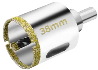 Meccion Diamond Hole Saw with Pilot Center Drill Bit 38mm Diamond Core Hole Cutter for Tile, Porcelain, Glass, Marble, Ceramic