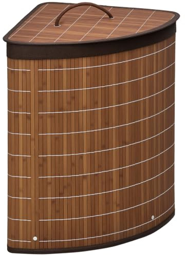 HOMCOM Tvättkorg 55 l tvättkorg, tvättlåda med lock, handtag, tvättkorg, tvättsorterare med avtagbar tvättpåse för badrum, bambu, brun