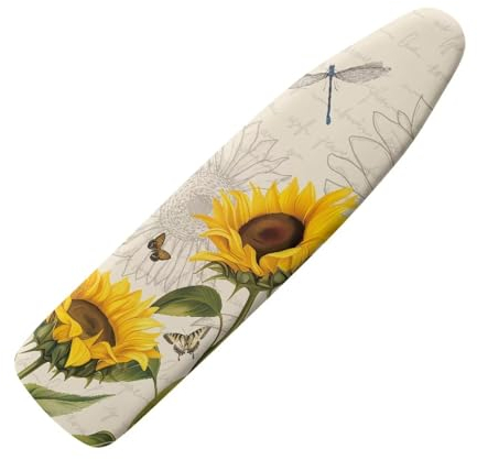 HOWILATH Copriasse da stiro, 145 x 45 cm, motivo girasole, copertura decorativa per asse da stiro, antipolvere, facile installazione e pulizia, 2XL