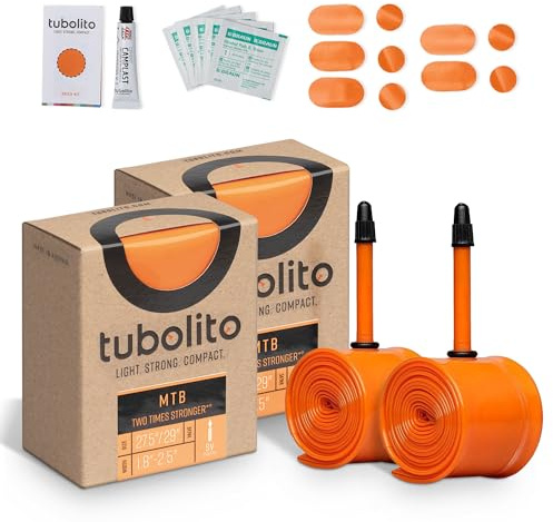 'Tubolito Tubo-MTB 27.5'' and 27.5''/29'' x 1.8-2.5 Inch, 42mm Presta Valve Tube | Light, Strong & Compact | 2X Puncture Protection | Standard & Plus Size Tires'