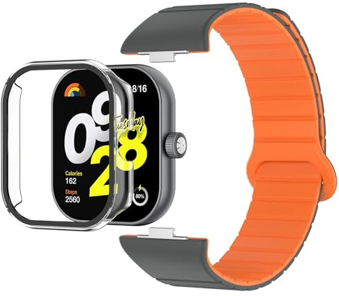Bigqin Correa Compatible con Xiaomi Redmi Watch 5 4, Imán Pulsera de Reemplazo Reloj Banda Silicona con Pantalla Protector Funda Compatible con Redmi Watch 5 4, 6.1-7.48