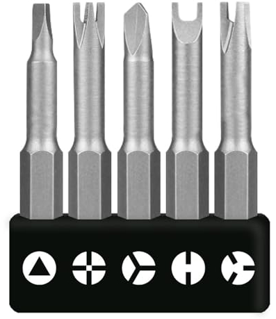 ANBOO Set di 5 cacciaviti speciali, 50 mm, a forma di U, a forma di Y, triangolo, a tre punti, in acciaio al cromo vanadio