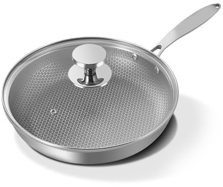 HYPIQQ 12 Pan Skillet Nonstick Pans without Teflon Non Stick Frying Pans with Lids Frying Pans Nonstick with Lid,12in+Lid