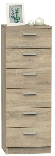 briebe Sinfonier sovrum högt, bekvämt, byrå med 6 lådor, 110 x 40 x 40 cm (H x B x D), Dubbelrum, Ungdom, Barn, Nova Oak Cambrian