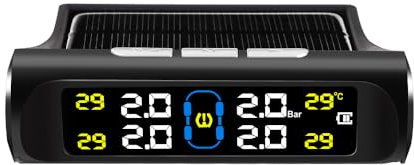 Tpms Système électronique de surveillance de la pression des pneus de voiture, affichage numérique à énergie solaire, dispositif d'alarme de sécurité for la pression des pneus de voiture Capteur Press