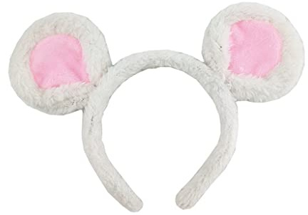 GMBYLBY Weiche Bärenohren Stirnbänder Plüsch Maus Ohren Haarreifen zum Waschen Gesicht Cartoon Tier Haarbänder Halloween, weiß, 1 count (Pack of 1)