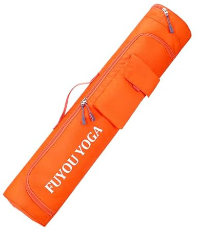 budiniao Yogamatten Tasche, Yogamatten Tragetasche, Durchgehender Reißverschluss, Lange Pilates Tasche, wasserdichte Polyester Yoga Tasche für Yoga Matte und Blöcke, Orange