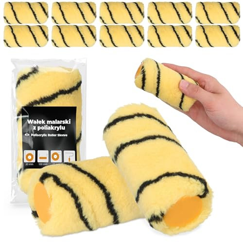 10x Rullo Di Vernice 10 cm Rullo Di Ricambio Superfici Facciate Soffitti Pareti Antigoccia Antischizzi Robusto Attrezzatura Per La Pittura Di Ristrutturazione Per Interni Ed Esterni