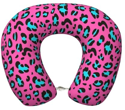 SamLng Cuscino da viaggio in memory foam a forma di leopardo, supporto per il collo per casa e ufficio, perfetto per riposare, guidare e tempo libero