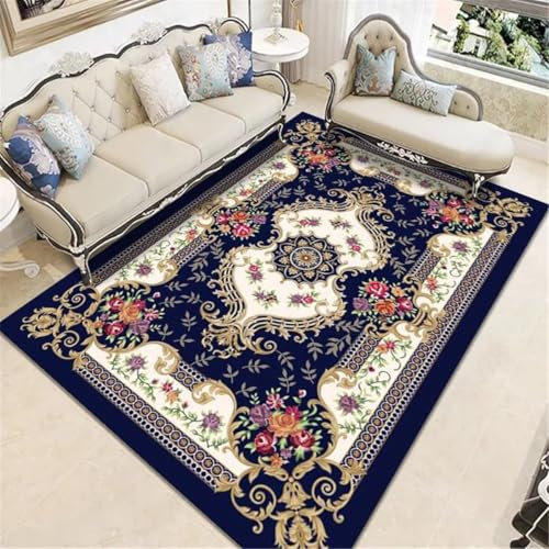 RUGMRZ Teppich Außen Deko Terrasse Blauer Esszimmerteppich Retro-Wohnzimmerteppich pflegeleicht Webteppich 40X60CM