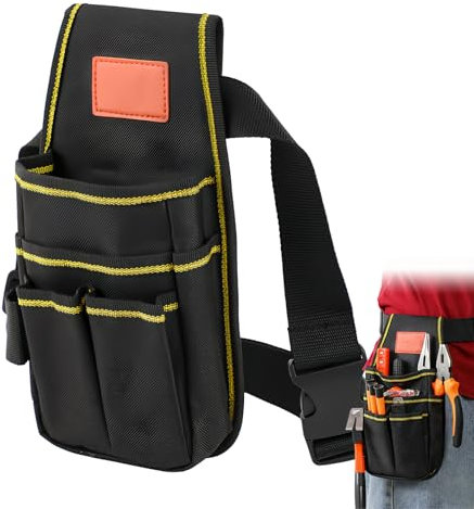 Amexo Borsa da Cintura per Attrezzi, Piccola Borsa Degli Attrezzi in Tela Oxford Cintura Porta Attrezzi Multi Tasche con Cintura Regolabile Marsupio Borsa per Elettricisti Falegnami Giardinieri