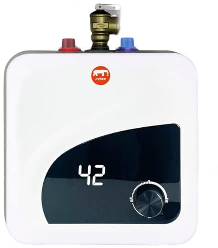 FVSTR Electric Hot Water Heater 120/240V Small Compact Tank Storage,Rv Tr 2.7 Gallon Trailer 1.5KW Kitchen Instant Under Sink Counter Cupboard, Point of Use RV Stainless Steel Water Hose