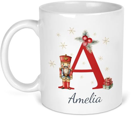 Chicken Craft Personalized Christmas Mug with Initial & Name - Custom Festive Coffee & Hot Chocolate Mug for Mum, Dad, Family, Friends, Kids, Secret Santa, or Christmas Eve Box