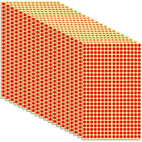 12480 Stk Punkte Aufkleber Klebepunkte, Klein Punkte Sticker Selbstklebend | Rot 6mm Kleine Klebepads Farbige Rund Aufkleber Punktaufkleber für Haushalten Schulen Büros Geschäften (Rot)