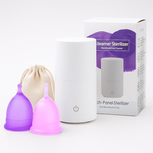 Copa Menstrual con esterilizador a Vapor con 2 Copas reutilizables L/S de Silicona Médica