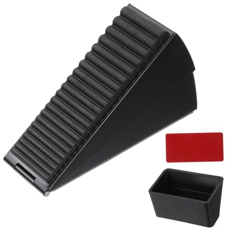 QUARKZMAN 1 Juego de Topes de Puerta de Resorte Cuña Ajustable Antideslizante Altura Hasta 3 Pulgadas Con Soporte Autoadhesivo, Cuña de Puerta Con Resorte de Alta Resistencia, Negro